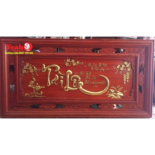 Tranh Gỗ Hương Tài Lộc Dán Vàng Lá Loại Trung